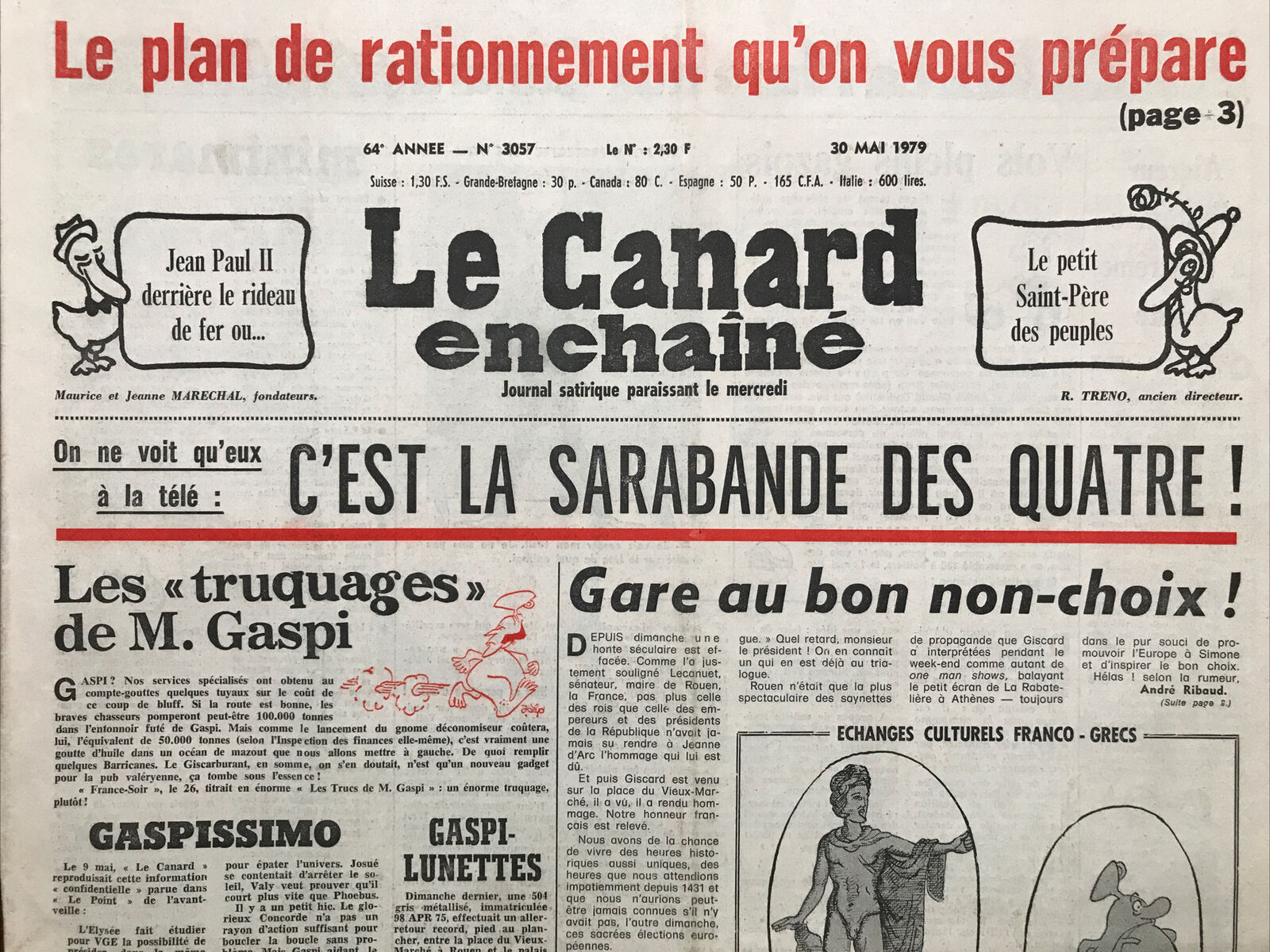 Couac ! | Acheter un Canard | Vente d'Anciens Journaux du Canard Enchaîné. Des Journaux Satiriques de Collection, Historiques & Authentiques de 1916 à 2004 ! | 3057