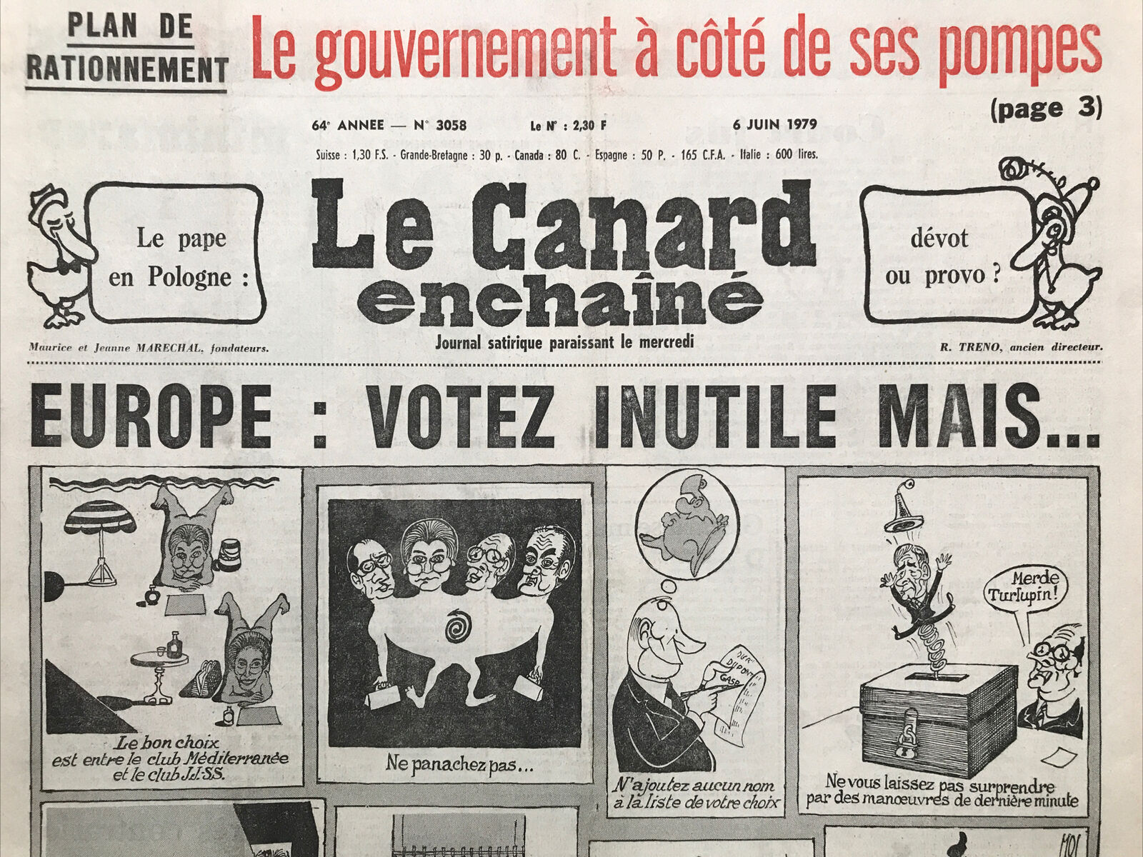 Couac ! | Acheter un Canard | Vente d'Anciens Journaux du Canard Enchaîné. Des Journaux Satiriques de Collection, Historiques & Authentiques de 1916 à 2004 ! | 3058