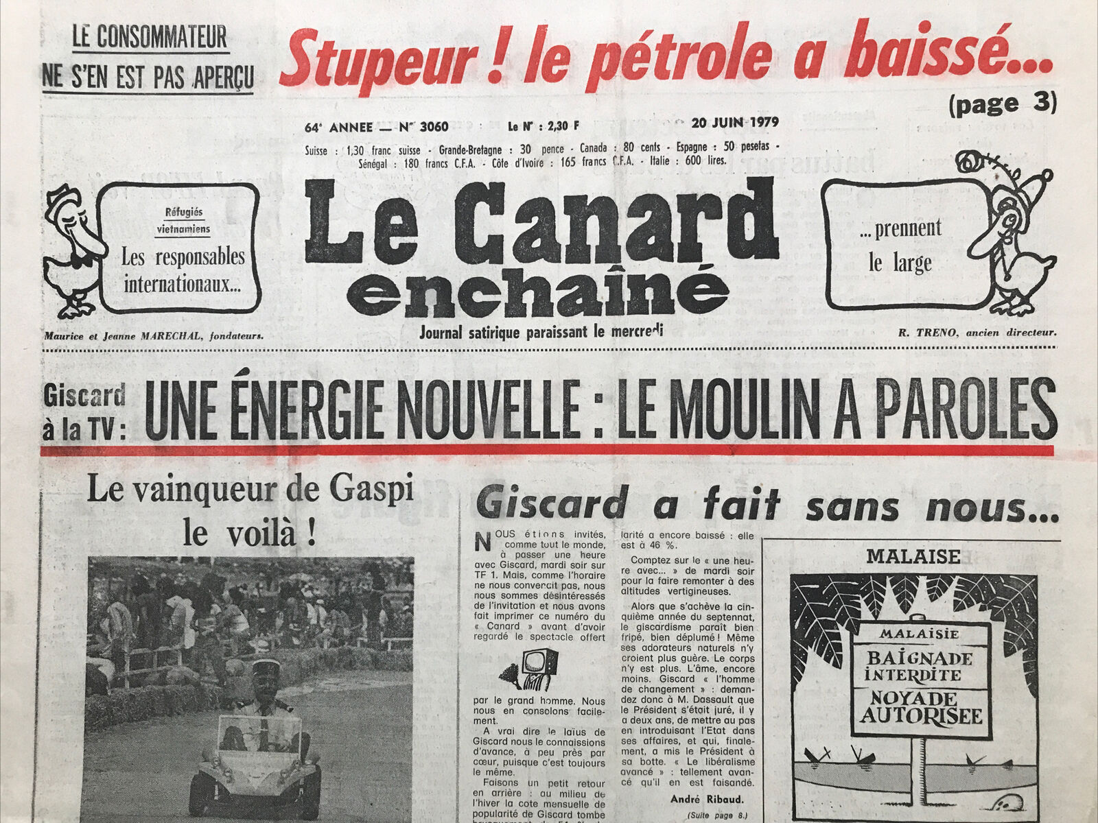 Couac ! | Acheter un Canard | Vente d'Anciens Journaux du Canard Enchaîné. Des Journaux Satiriques de Collection, Historiques & Authentiques de 1916 à 2004 ! | 3060