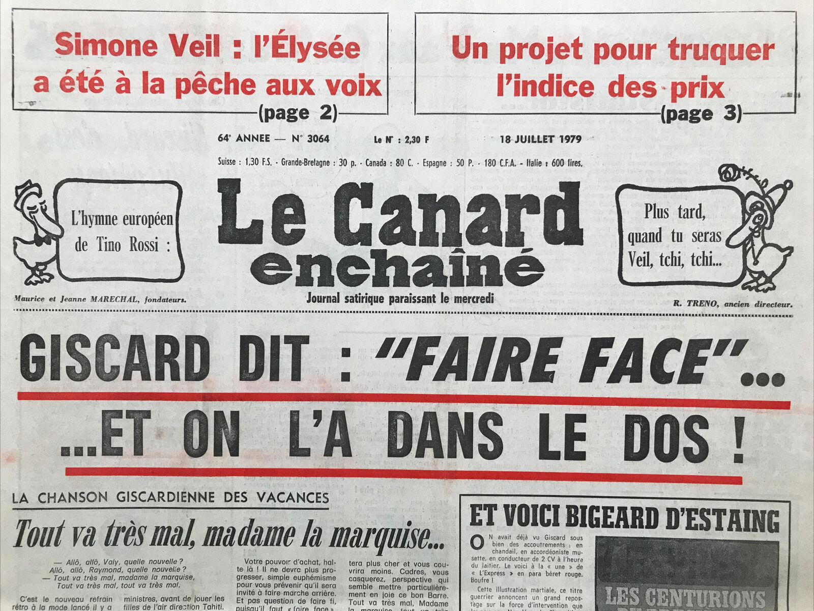 Couac ! | Acheter un Canard | Vente d'Anciens Journaux du Canard Enchaîné. Des Journaux Satiriques de Collection, Historiques & Authentiques de 1916 à 2004 ! | 3064