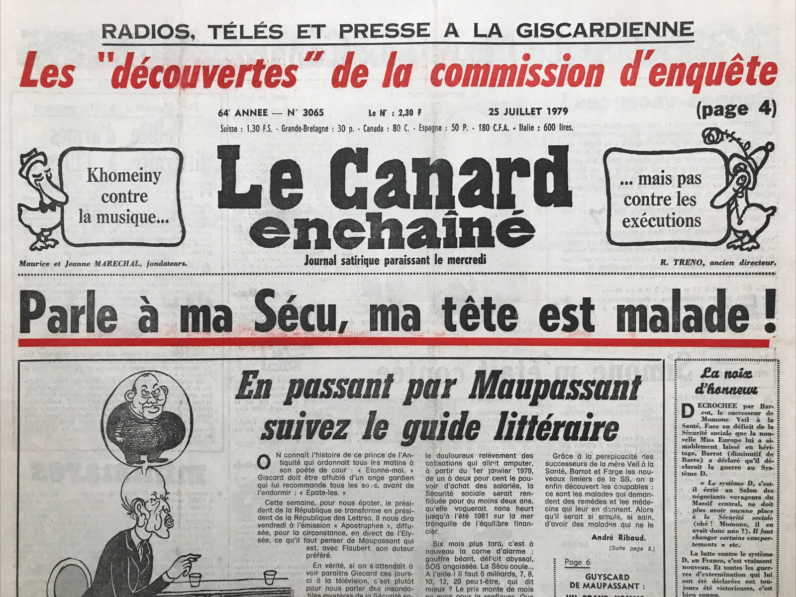 Couac ! | Acheter un Canard | Vente d'Anciens Journaux du Canard Enchaîné. Des Journaux Satiriques de Collection, Historiques & Authentiques de 1916 à 2004 ! | 3065