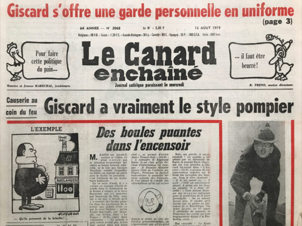 Couac ! | N° 3068 du Canard Enchaîné - 15 Août 1979 | Nos Exemplaires du Canard Enchaîné sont archivés dans de bonnes conditions de conservation (obscurité, hygrométrie maitrisée et faible température), ce qui s'avère indispensable pour des journaux anciens. | 3068