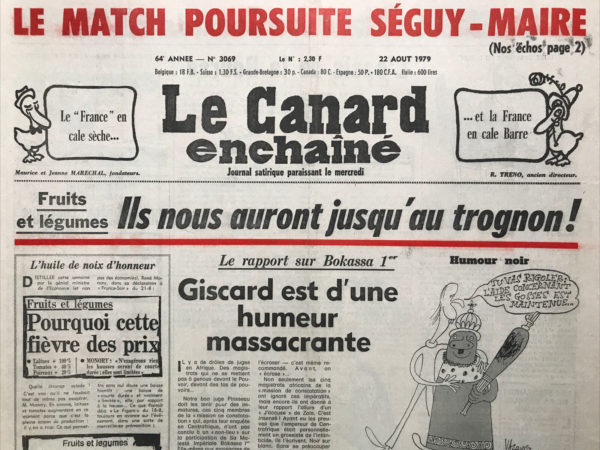 Couac ! | N° 3069 du Canard Enchaîné - 22 Août 1979 | Nos Exemplaires du Canard Enchaîné sont archivés dans de bonnes conditions de conservation (obscurité, hygrométrie maitrisée et faible température), ce qui s'avère indispensable pour des journaux anciens. | 3069