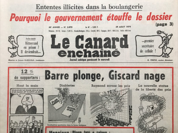 Couac ! | N° 3070 du Canard Enchaîné - 29 Août 1979 | Nos Exemplaires du Canard Enchaîné sont archivés dans de bonnes conditions de conservation (obscurité, hygrométrie maitrisée et faible température), ce qui s'avère indispensable pour des journaux anciens. | 3070