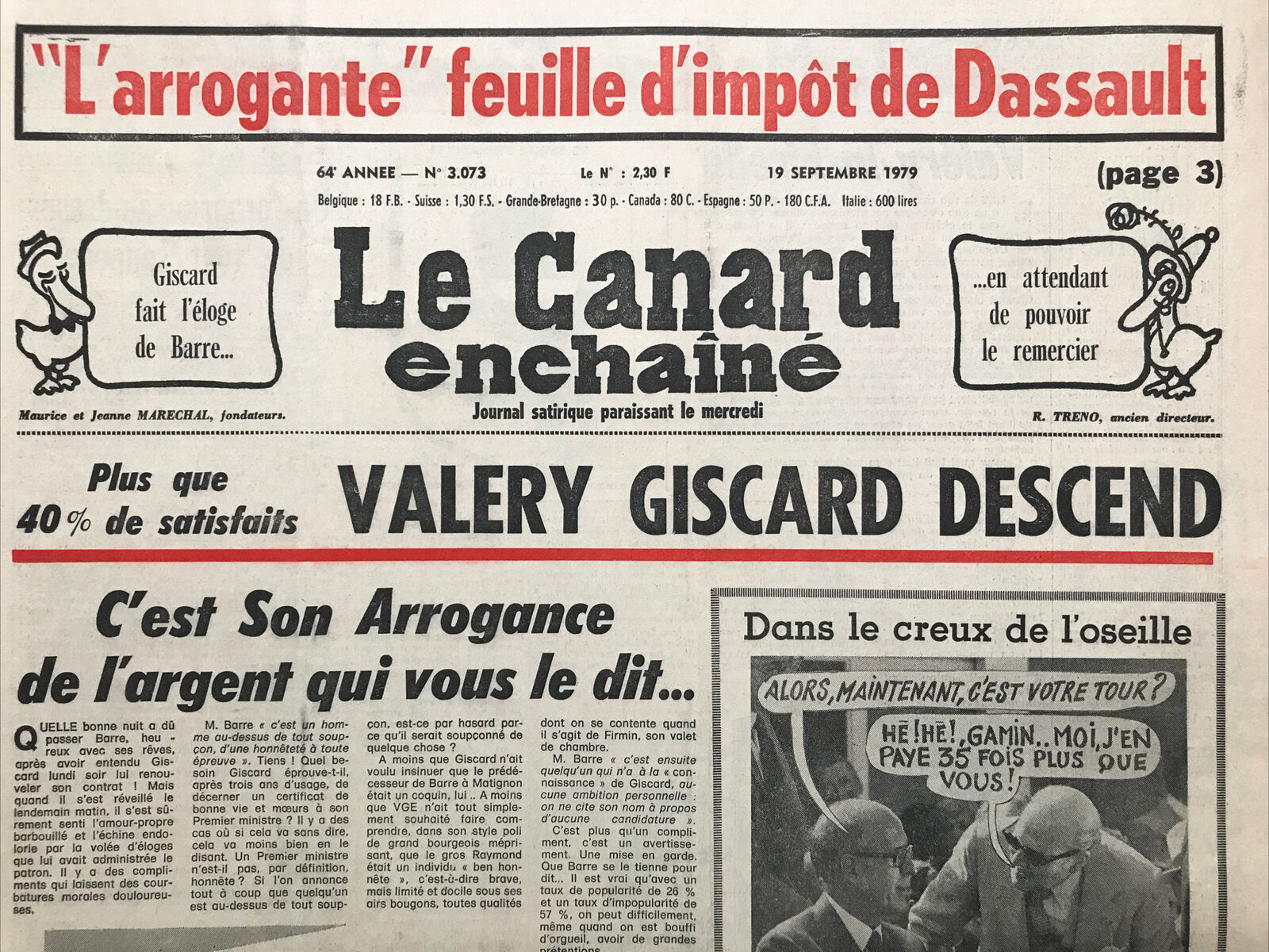 Couac ! | Acheter un Canard | Vente d'Anciens Journaux du Canard Enchaîné. Des Journaux Satiriques de Collection, Historiques & Authentiques de 1916 à 2004 ! | 3073