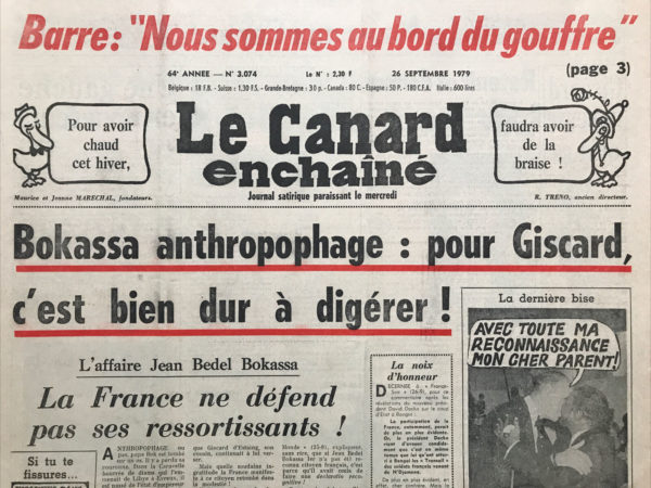 Couac ! | N° 3074 du Canard Enchaîné - 26 Septembre 1979 | THEATRE, PAR PHILIPPE TESSON: LES PARAPLUIES DE CHERBOURG (SUPER) - LE COIN COIN DES VARIETES: CHARLEBOIS, PALAIS DES CONGRES | 3074