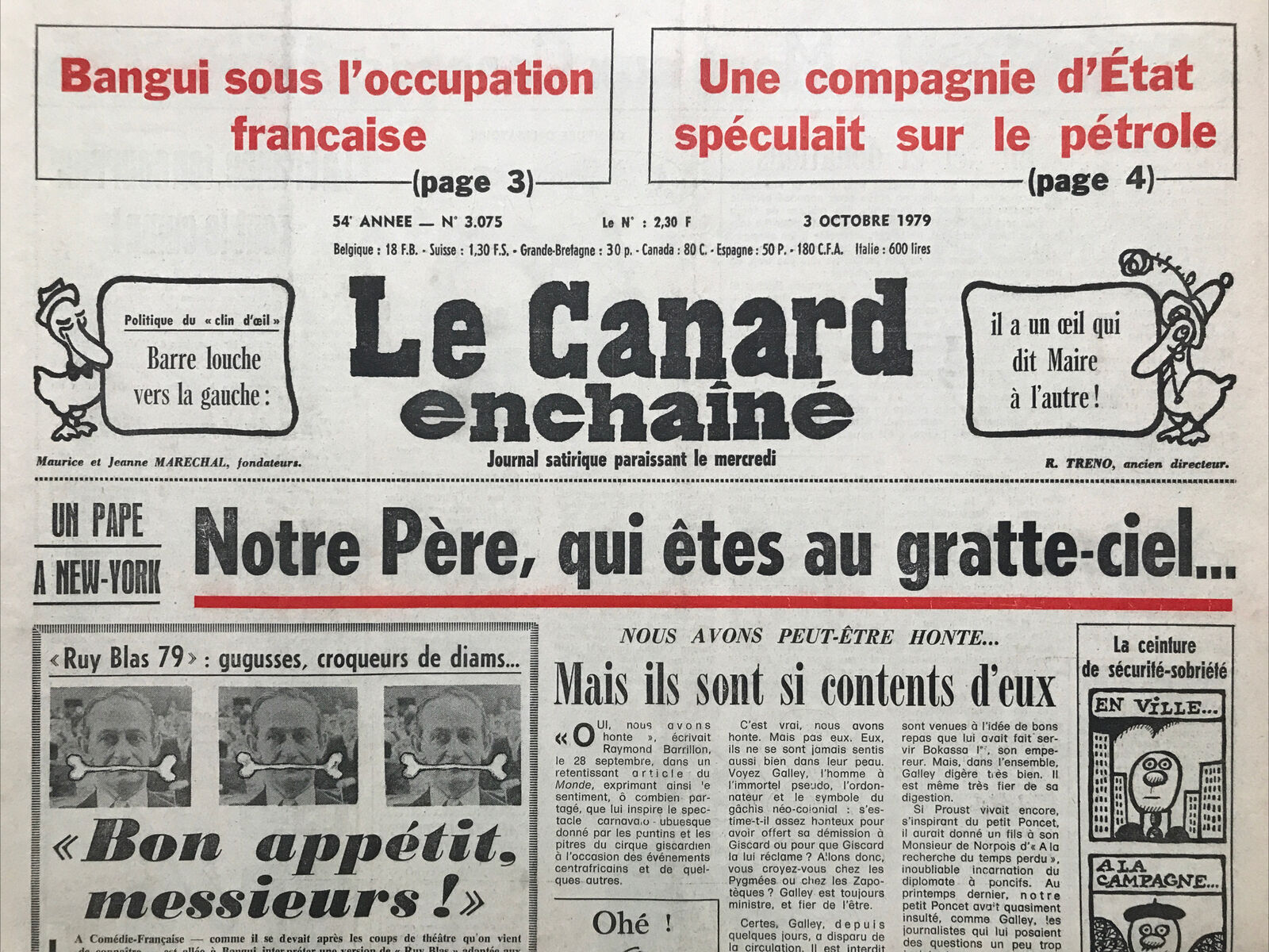 Couac ! | Acheter un Canard | Vente d'Anciens Journaux du Canard Enchaîné. Des Journaux Satiriques de Collection, Historiques & Authentiques de 1916 à 2004 ! | 3075