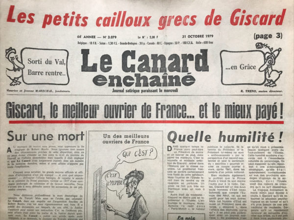 Couac ! | N° 3079 du Canard Enchaîné - 31 Octobre 1979 | Affaire Boulin - Sur une mort - Le "canard" s'explique, après le suicide de Robert Boulin - | 3079