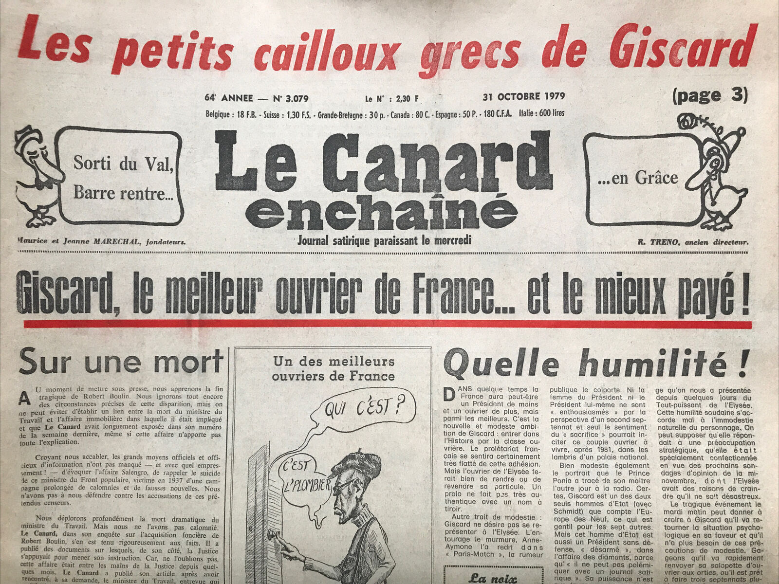 Couac ! | Acheter un Canard | Vente d'Anciens Journaux du Canard Enchaîné. Des Journaux Satiriques de Collection, Historiques & Authentiques de 1916 à 2004 ! | 3079