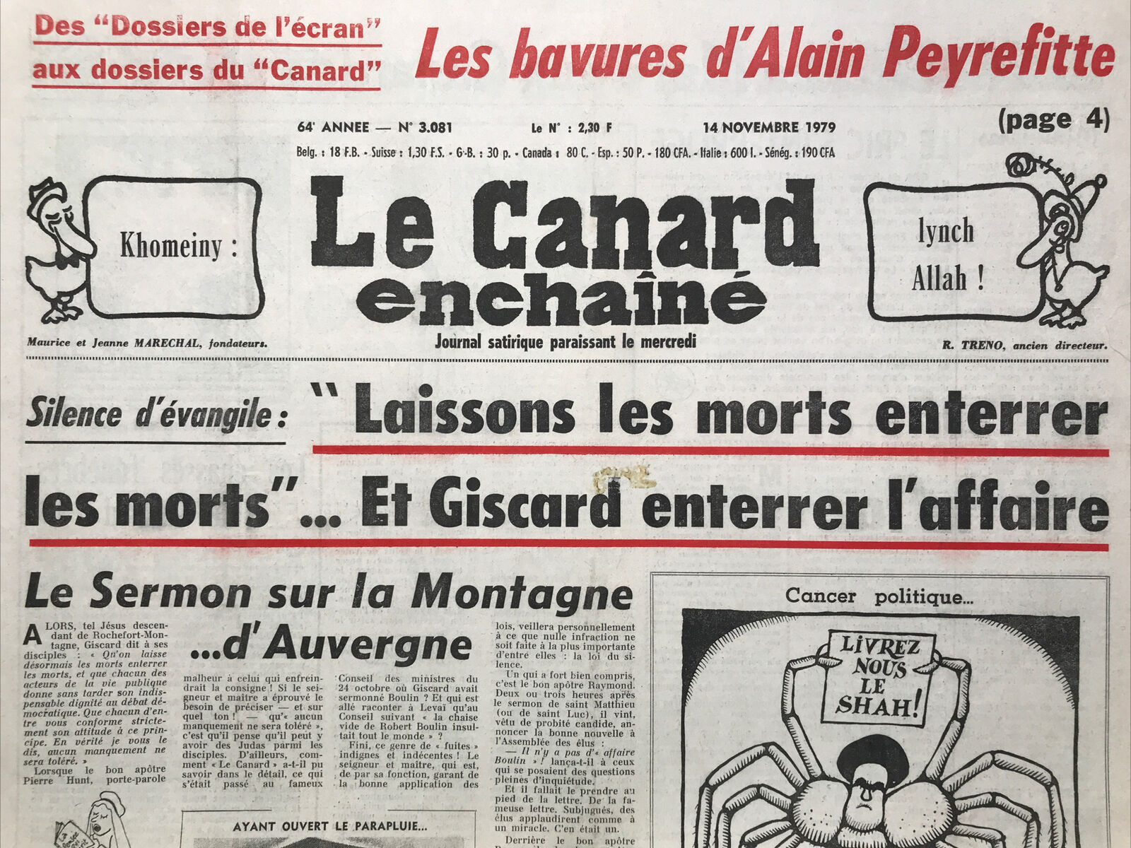 Couac ! | Acheter un Canard | Vente d'Anciens Journaux du Canard Enchaîné. Des Journaux Satiriques de Collection, Historiques & Authentiques de 1916 à 2004 ! | 3081