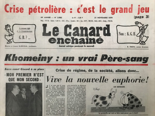 Couac ! | N° 3082 du Canard Enchaîné - 21 Novembre 1979 | Nos Exemplaires du Canard Enchaîné sont archivés dans de bonnes conditions de conservation (obscurité, hygrométrie maitrisée et faible température), ce qui s'avère indispensable pour des journaux anciens. | 3082