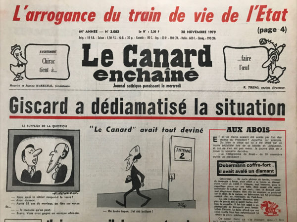 Couac ! | N° 3083 du Canard Enchaîné - 28 Novembre 1979 | Nos Exemplaires du Canard Enchaîné sont archivés dans de bonnes conditions de conservation (obscurité, hygrométrie maitrisée et faible température), ce qui s'avère indispensable pour des journaux anciens. | 3083