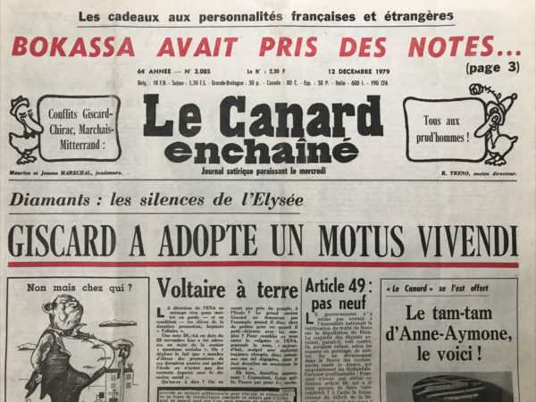 Couac ! | N° 3085 du Canard Enchaîné - 12 Décembre 1979 | Nos Exemplaires du Canard Enchaîné sont archivés dans de bonnes conditions de conservation (obscurité, hygrométrie maitrisée et faible température), ce qui s'avère indispensable pour des journaux anciens. | 3085