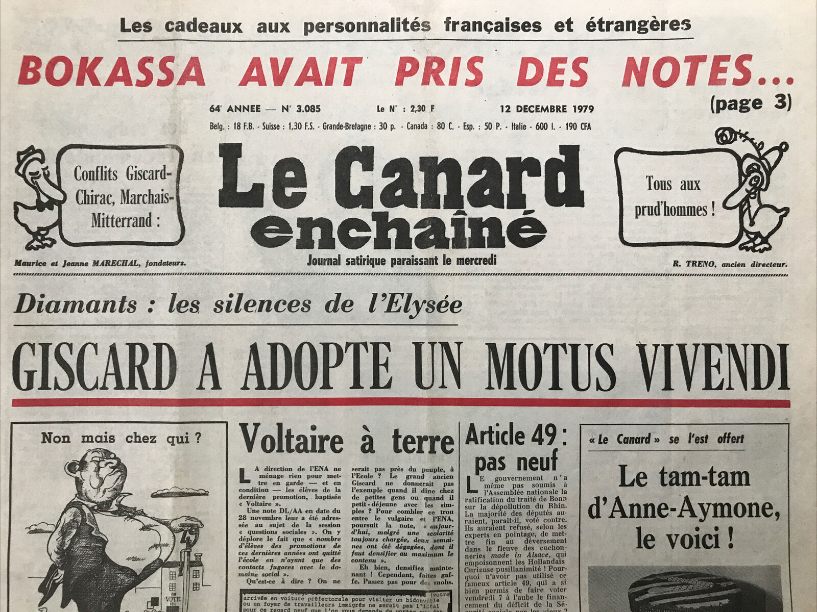 Couac ! | Acheter un Canard | Vente d'Anciens Journaux du Canard Enchaîné. Des Journaux Satiriques de Collection, Historiques & Authentiques de 1916 à 2004 ! | 3085