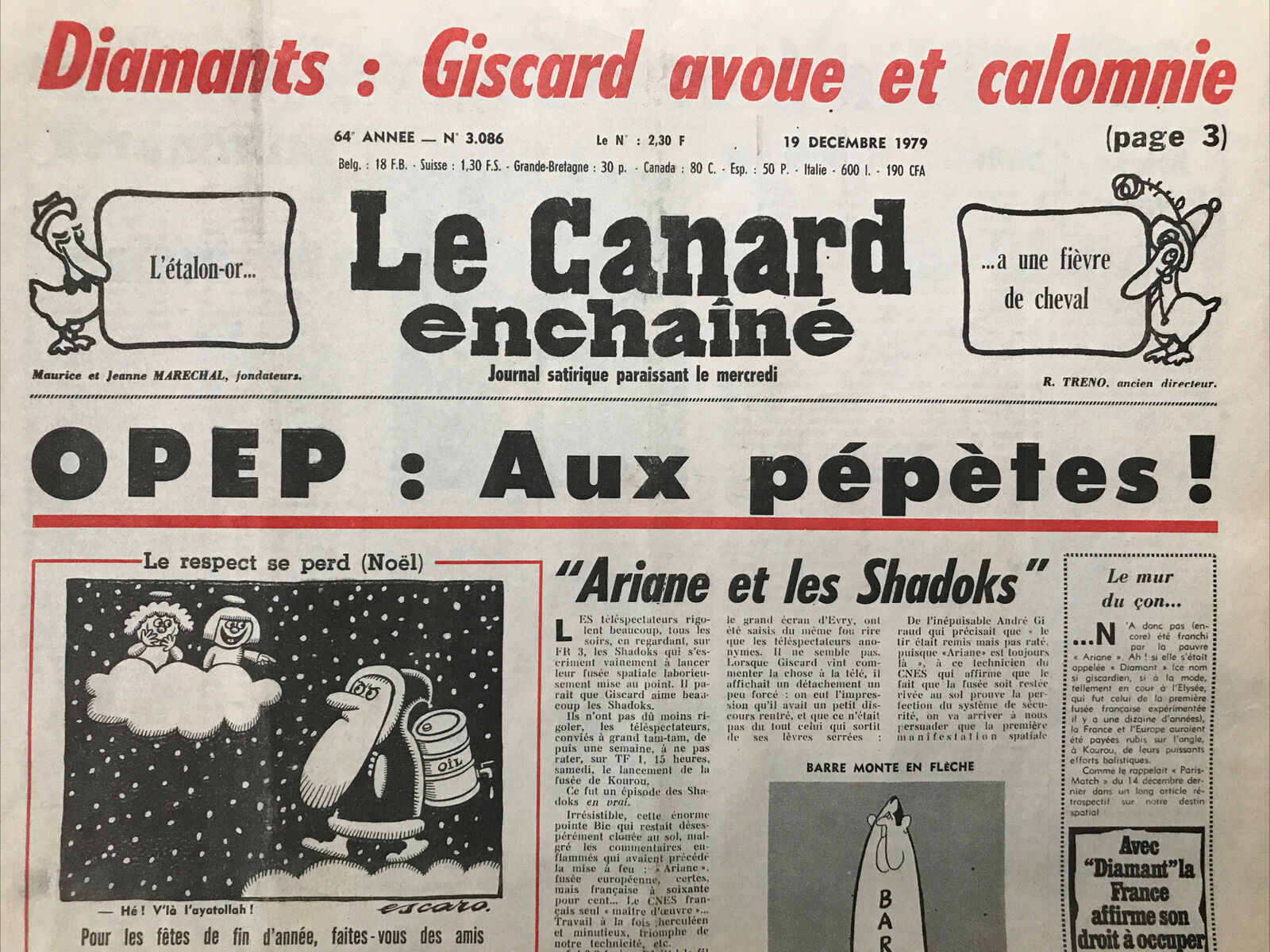 Couac ! | Acheter un Canard | Vente d'Anciens Journaux du Canard Enchaîné. Des Journaux Satiriques de Collection, Historiques & Authentiques de 1916 à 2004 ! | 3086