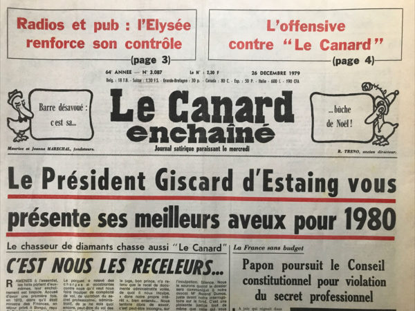 Couac ! | N° 3087 du Canard Enchaîné - 26 Décembre 1979 | Nos Exemplaires du Canard Enchaîné sont archivés dans de bonnes conditions de conservation (obscurité, hygrométrie maitrisée et faible température), ce qui s'avère indispensable pour des journaux anciens. | 3087