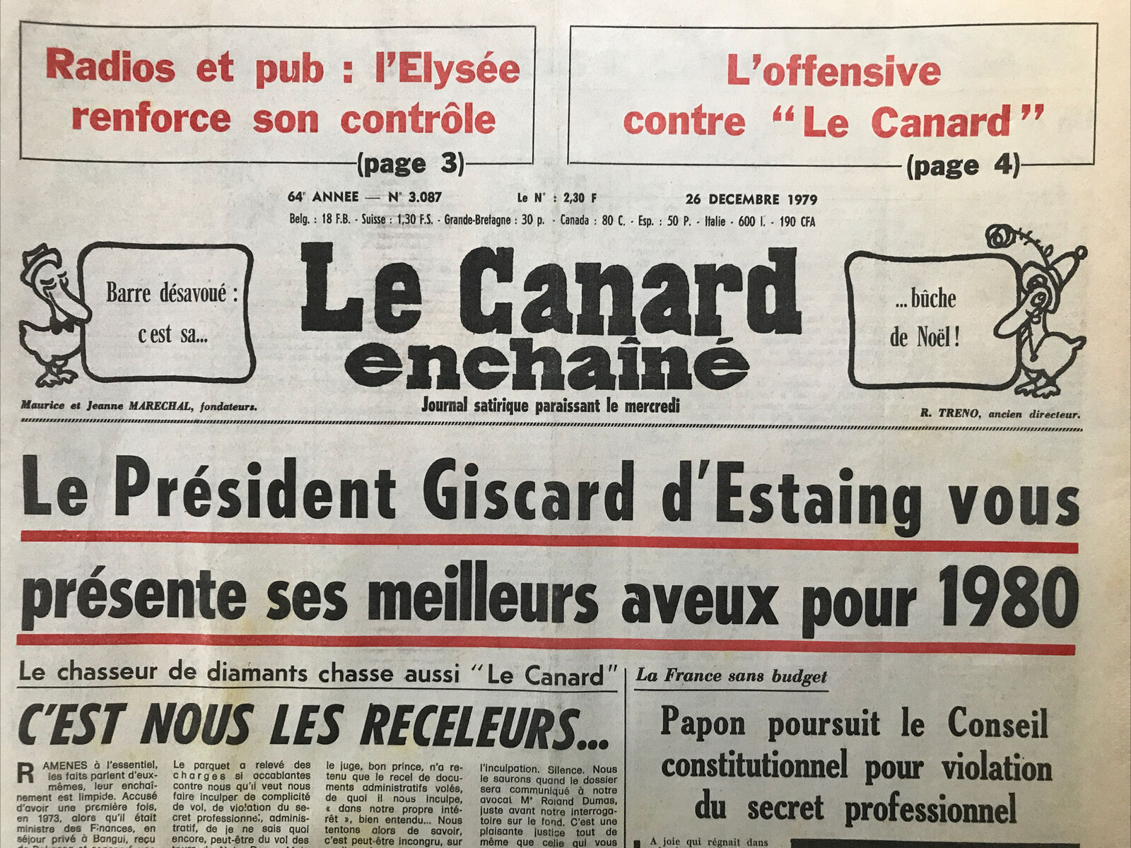 Couac ! | Acheter un Canard | Vente d'Anciens Journaux du Canard Enchaîné. Des Journaux Satiriques de Collection, Historiques & Authentiques de 1916 à 2004 ! | 3087