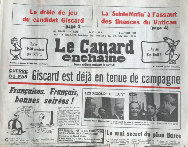 Couac ! | N° 3088 du Canard Enchaîné - 2 Janvier 1980 | Nos Exemplaires du Canard Enchaîné sont archivés dans de bonnes conditions de conservation (obscurité, hygrométrie maitrisée et faible température), ce qui s'avère indispensable pour des journaux anciens. | 3088