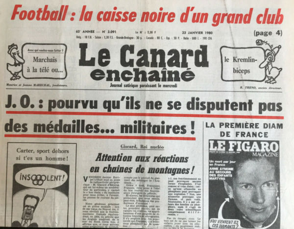 Couac ! | N° 3091 du Canard Enchaîné - 23 Janvier 1980 | Nos Exemplaires du Canard Enchaîné sont archivés dans de bonnes conditions de conservation (obscurité, hygrométrie maitrisée et faible température), ce qui s'avère indispensable pour des journaux anciens. | 3091