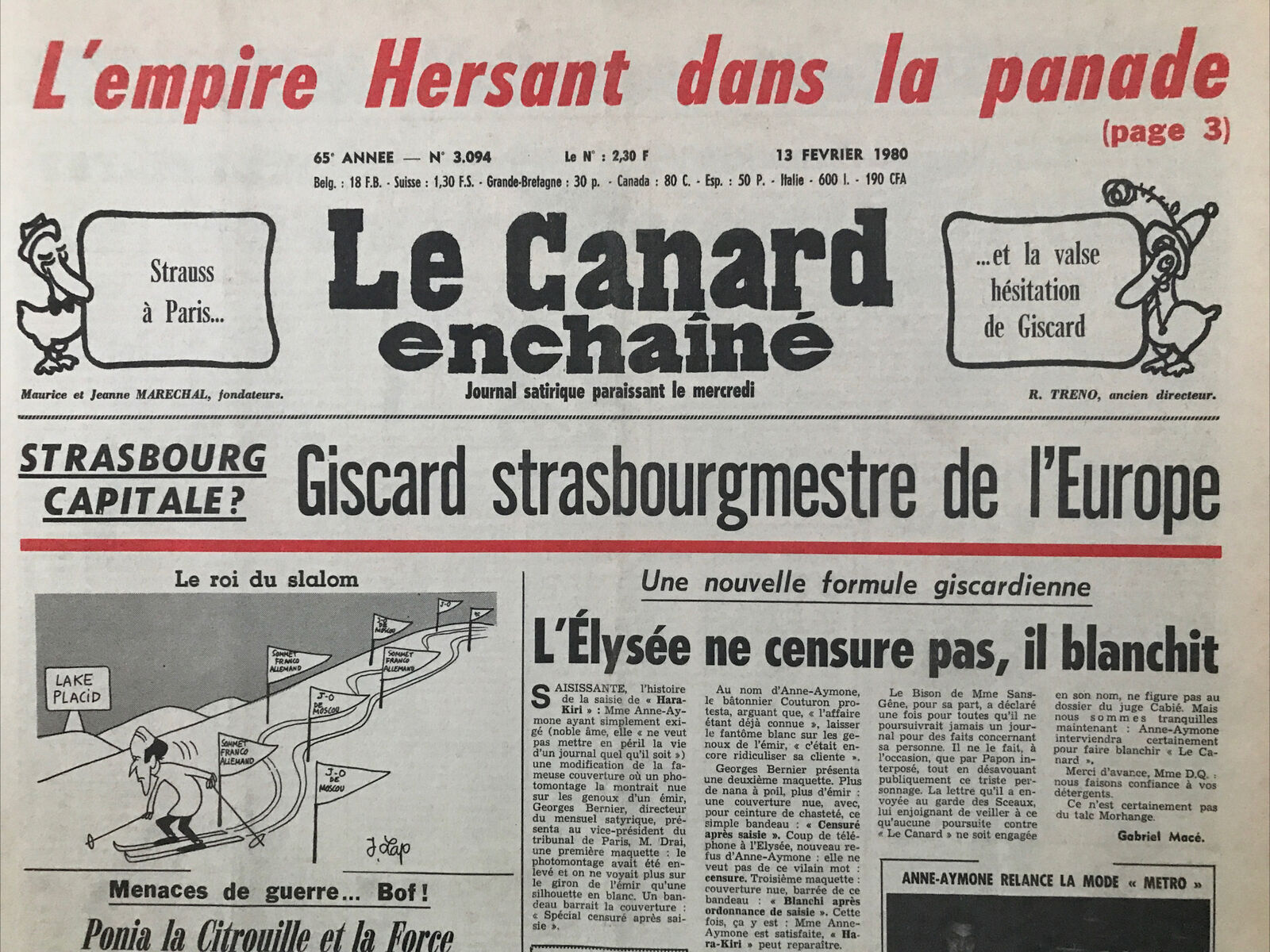 Couac ! | Acheter un Canard | Vente d'Anciens Journaux du Canard Enchaîné. Des Journaux Satiriques de Collection, Historiques & Authentiques de 1916 à 2004 ! | 3094