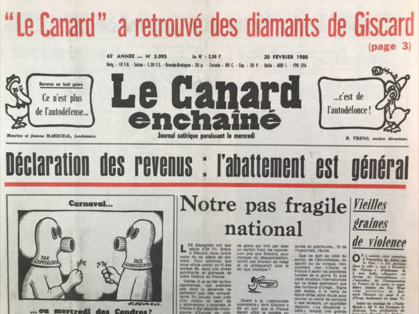 Couac ! | N° 3095 du Canard Enchaîné - 20 Février 1980 | Nos Exemplaires du Canard Enchaîné sont archivés dans de bonnes conditions de conservation (obscurité, hygrométrie maitrisée et faible température), ce qui s'avère indispensable pour des journaux anciens. | 3095