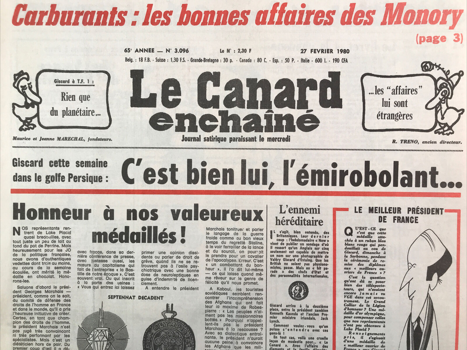 Couac ! | Acheter un Canard | Vente d'Anciens Journaux du Canard Enchaîné. Des Journaux Satiriques de Collection, Historiques & Authentiques de 1916 à 2004 ! | 3096