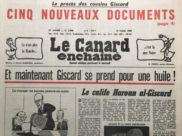 Couac ! | N° 3098 du Canard Enchaîné - 12 Mars 1980 | Nos Exemplaires du Canard Enchaîné sont archivés dans de bonnes conditions de conservation (obscurité, hygrométrie maitrisée et faible température), ce qui s'avère indispensable pour des journaux anciens. | 3098