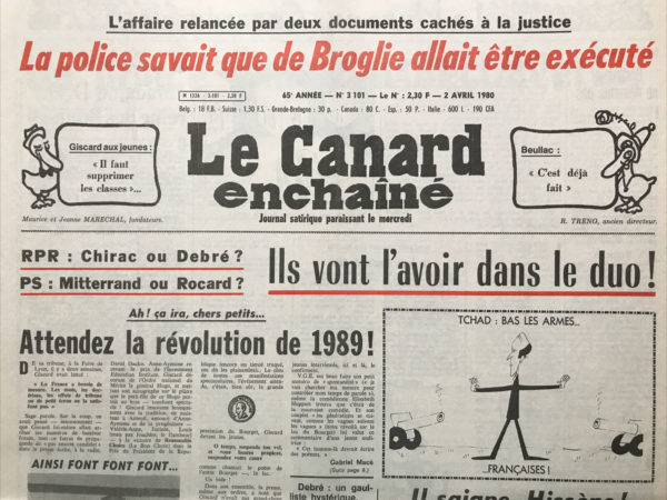 Couac ! | N° 3101 du Canard Enchaîné - 2 Avril 1980 | Affaire de Broglie, ouverture du procès - deux documents explosifs publiés par le "Canard " - | 3101