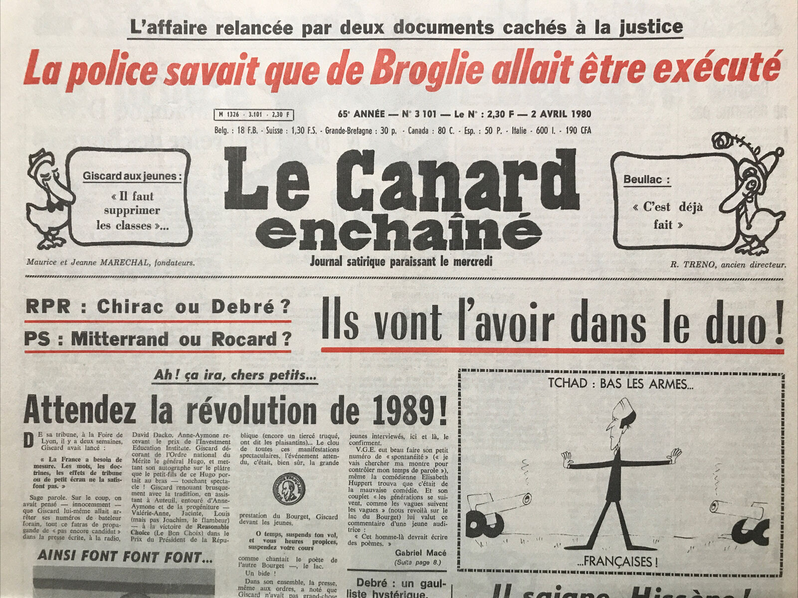 Couac ! | Acheter un Canard | Vente d'Anciens Journaux du Canard Enchaîné. Des Journaux Satiriques de Collection, Historiques & Authentiques de 1916 à 2004 ! | 3101