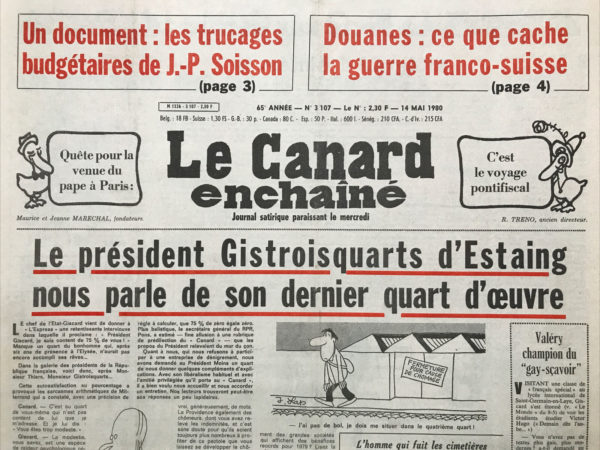 Couac ! | N° 3107 du Canard Enchaîné - 14 Mai 1980 | Nos Exemplaires du Canard Enchaîné sont archivés dans de bonnes conditions de conservation (obscurité, hygrométrie maitrisée et faible température), ce qui s'avère indispensable pour des journaux anciens. | 3107