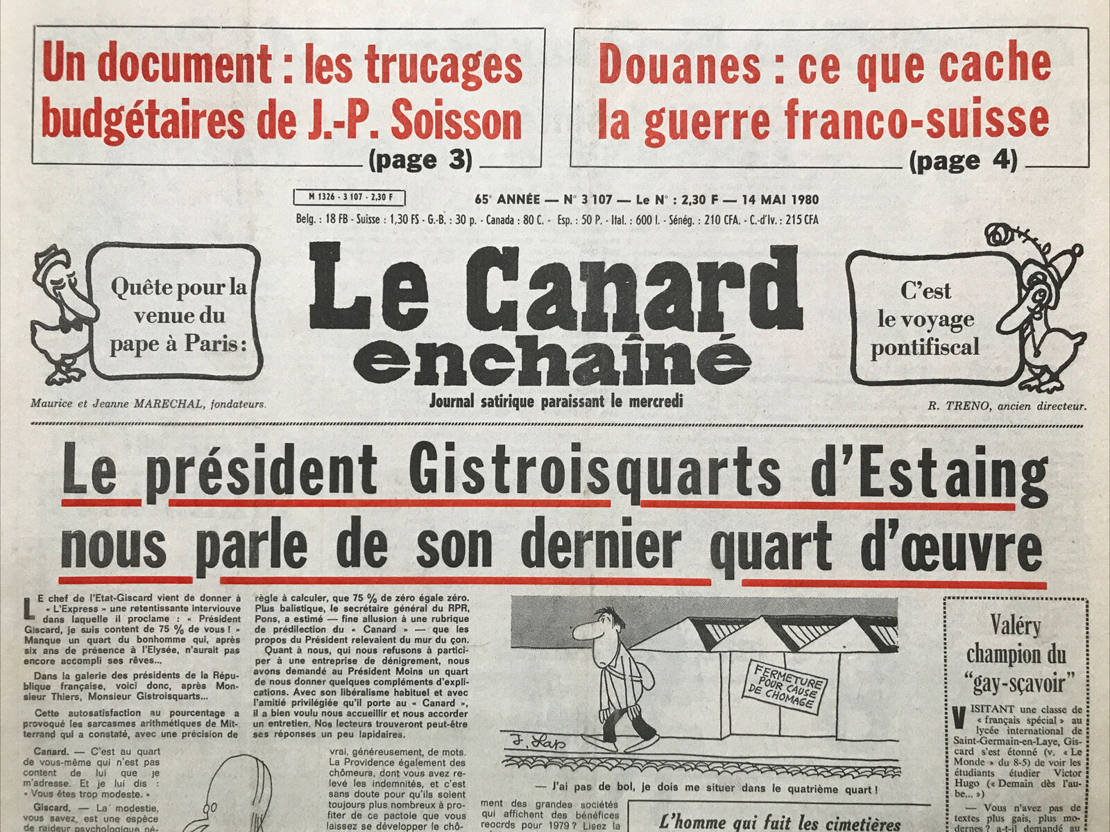 Couac ! | Acheter un Canard | Vente d'Anciens Journaux du Canard Enchaîné. Des Journaux Satiriques de Collection, Historiques & Authentiques de 1916 à 2004 ! | 3107