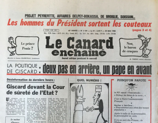 Couac ! | N° 3109 du Canard Enchaîné - 28 Mai 1980 | Nos Exemplaires du Canard Enchaîné sont archivés dans de bonnes conditions de conservation (obscurité, hygrométrie maitrisée et faible température), ce qui s'avère indispensable pour des journaux anciens. | 3109