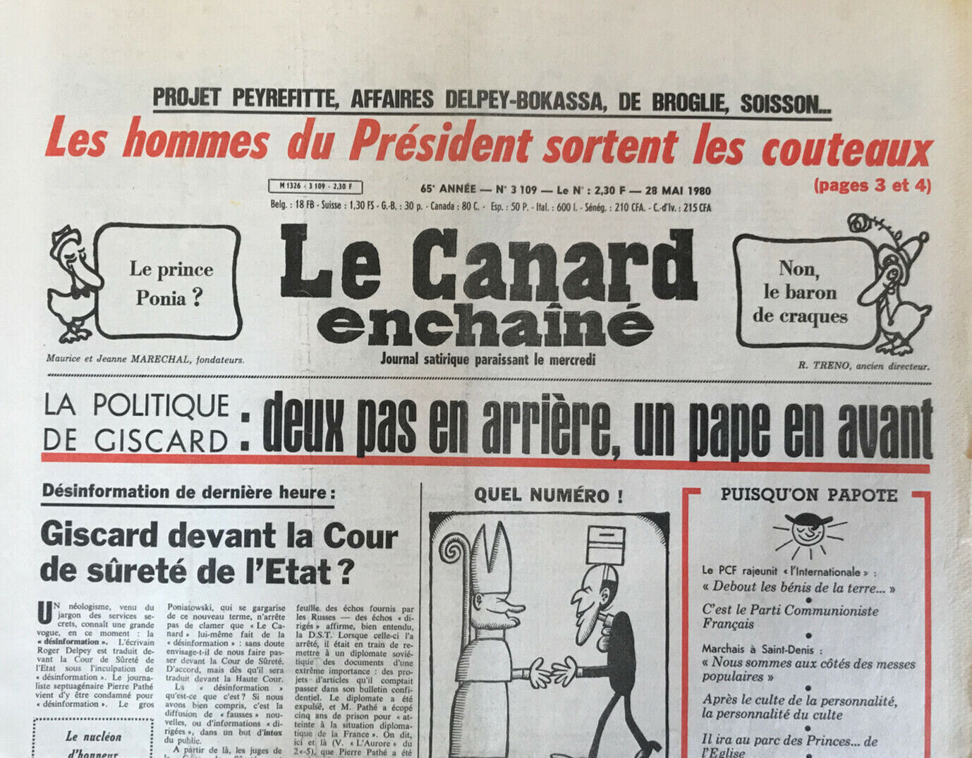 Couac ! | Acheter un Canard | Vente d'Anciens Journaux du Canard Enchaîné. Des Journaux Satiriques de Collection, Historiques & Authentiques de 1916 à 2004 ! | 3109