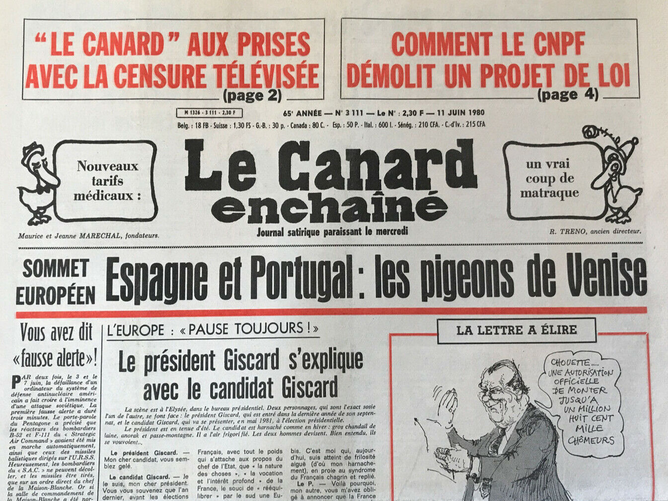 Couac ! | Acheter un Canard | Vente d'Anciens Journaux du Canard Enchaîné. Des Journaux Satiriques de Collection, Historiques & Authentiques de 1916 à 2004 ! | 3111