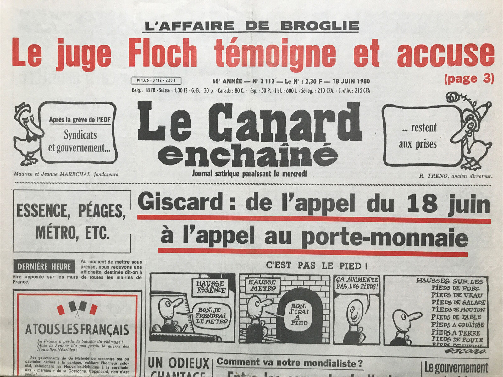 Couac ! | Acheter un Canard | Vente d'Anciens Journaux du Canard Enchaîné. Des Journaux Satiriques de Collection, Historiques & Authentiques de 1916 à 2004 ! | 3112