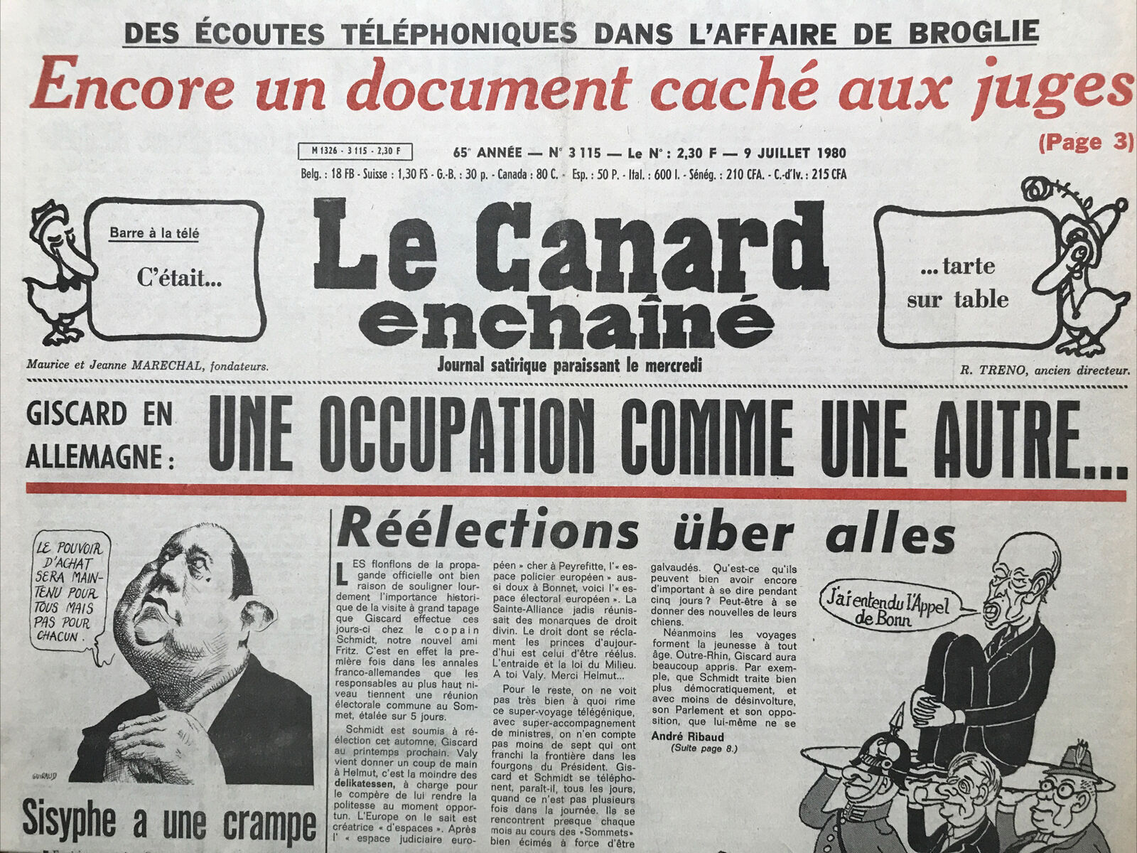 Couac ! | Acheter un Canard | Vente d'Anciens Journaux du Canard Enchaîné. Des Journaux Satiriques de Collection, Historiques & Authentiques de 1916 à 2004 ! | 3115