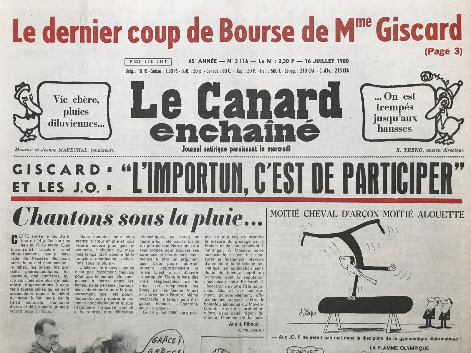 Couac ! | Acheter un Canard | Vente d'Anciens Journaux du Canard Enchaîné. Des Journaux Satiriques de Collection, Historiques & Authentiques de 1916 à 2004 ! | 3116