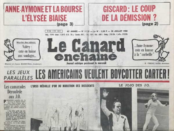 Couac ! | N° 3118 du Canard Enchaîné - 30 Juillet 1980 | Nos Exemplaires du Canard Enchaîné sont archivés dans de bonnes conditions de conservation (obscurité, hygrométrie maitrisée et faible température), ce qui s'avère indispensable pour des journaux anciens. | 3118