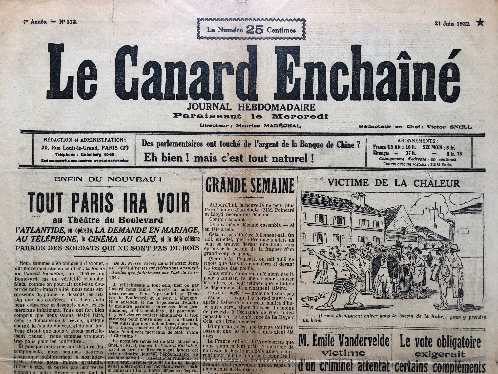 Couac ! | Acheter un Canard | Vente d'Anciens Journaux du Canard Enchaîné. Des Journaux Satiriques de Collection, Historiques & Authentiques de 1916 à 2004 ! | 312