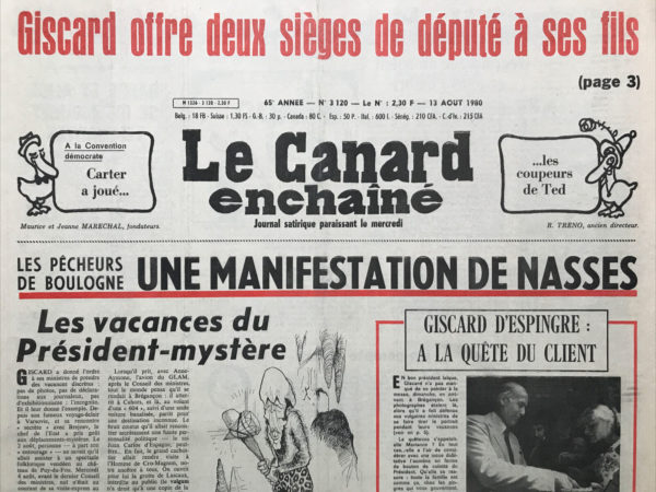 Couac ! | N° 3120 du Canard Enchaîné - 13 Août 1980 | Nos Exemplaires du Canard Enchaîné sont archivés dans de bonnes conditions de conservation (obscurité, hygrométrie maitrisée et faible température), ce qui s'avère indispensable pour des journaux anciens. | 3120