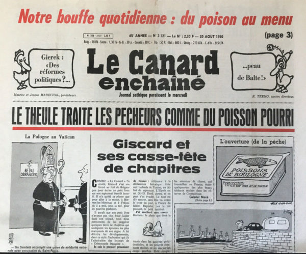 Couac ! | N° 3121 du Canard Enchaîné - 20 Août 1980 | Nos Exemplaires du Canard Enchaîné sont archivés dans de bonnes conditions de conservation (obscurité, hygrométrie maitrisée et faible température), ce qui s'avère indispensable pour des journaux anciens. | 3121