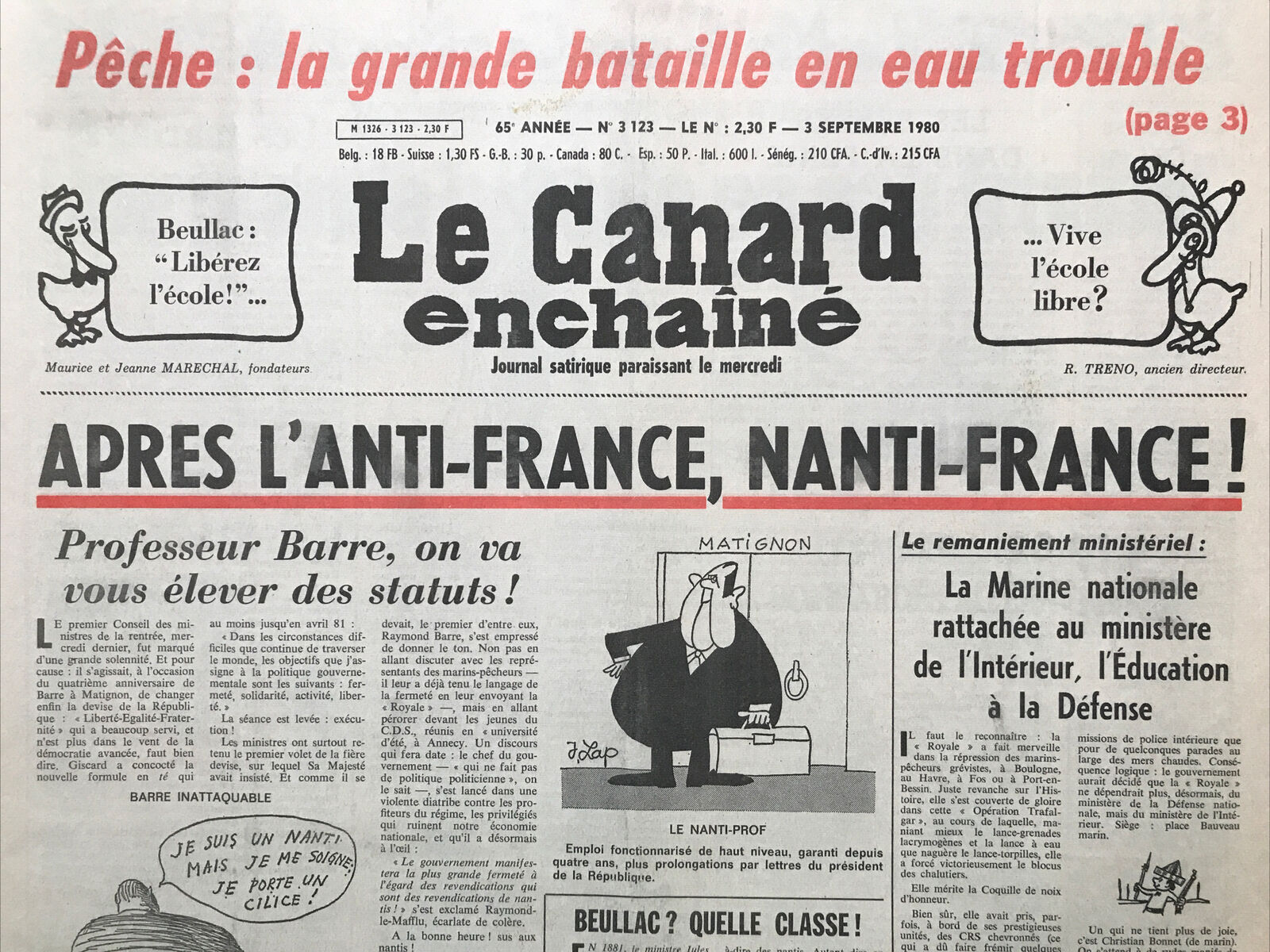 Couac ! | Acheter un Canard | Vente d'Anciens Journaux du Canard Enchaîné. Des Journaux Satiriques de Collection, Historiques & Authentiques de 1916 à 2004 ! | 3123