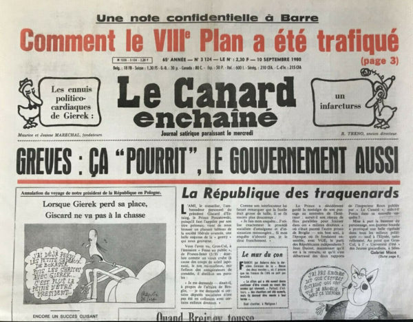 Couac ! | N° 3124 du Canard Enchaîné - 10 Septembre 1980 | Nos Exemplaires du Canard Enchaîné sont archivés dans de bonnes conditions de conservation (obscurité, hygrométrie maitrisée et faible température), ce qui s'avère indispensable pour des journaux anciens. | 3124