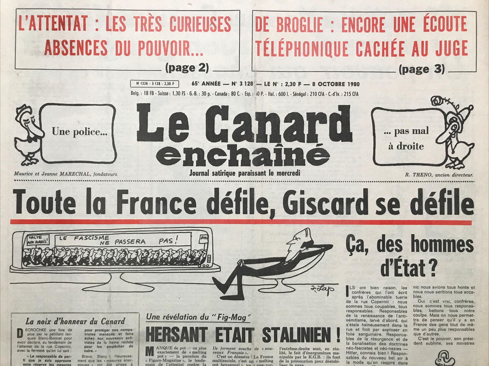 Couac ! | Acheter un Canard | Vente d'Anciens Journaux du Canard Enchaîné. Des Journaux Satiriques de Collection, Historiques & Authentiques de 1916 à 2004 ! | 3128