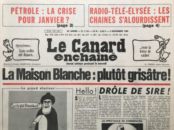 Couac ! | N° 3132 du Canard Enchaîné - 5 Novembre 1980 | Nos Exemplaires du Canard Enchaîné sont archivés dans de bonnes conditions de conservation (obscurité, hygrométrie maitrisée et faible température), ce qui s'avère indispensable pour des journaux anciens. | 3132