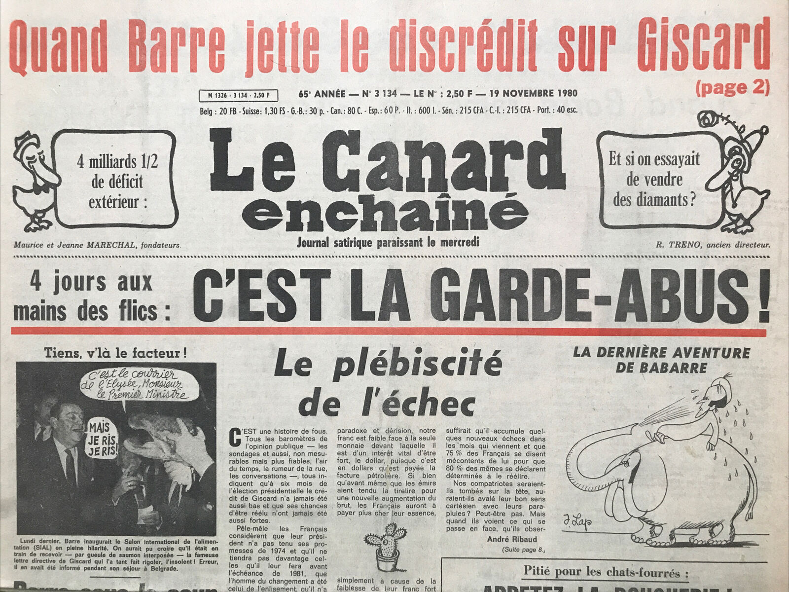 Couac ! | Acheter un Canard | Vente d'Anciens Journaux du Canard Enchaîné. Des Journaux Satiriques de Collection, Historiques & Authentiques de 1916 à 2004 ! | 3134