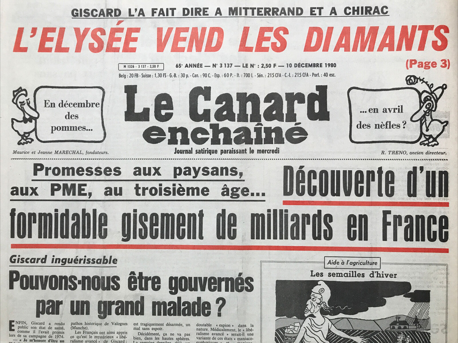 Couac ! | Acheter un Canard | Vente d'Anciens Journaux du Canard Enchaîné. Des Journaux Satiriques de Collection, Historiques & Authentiques de 1916 à 2004 ! | 3137