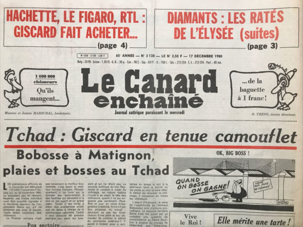 Couac ! | N° 3138 du Canard Enchaîné - 17 Décembre 1980 | Nos Exemplaires du Canard Enchaîné sont archivés dans de bonnes conditions de conservation (obscurité, hygrométrie maitrisée et faible température), ce qui s'avère indispensable pour des journaux anciens. | 3138