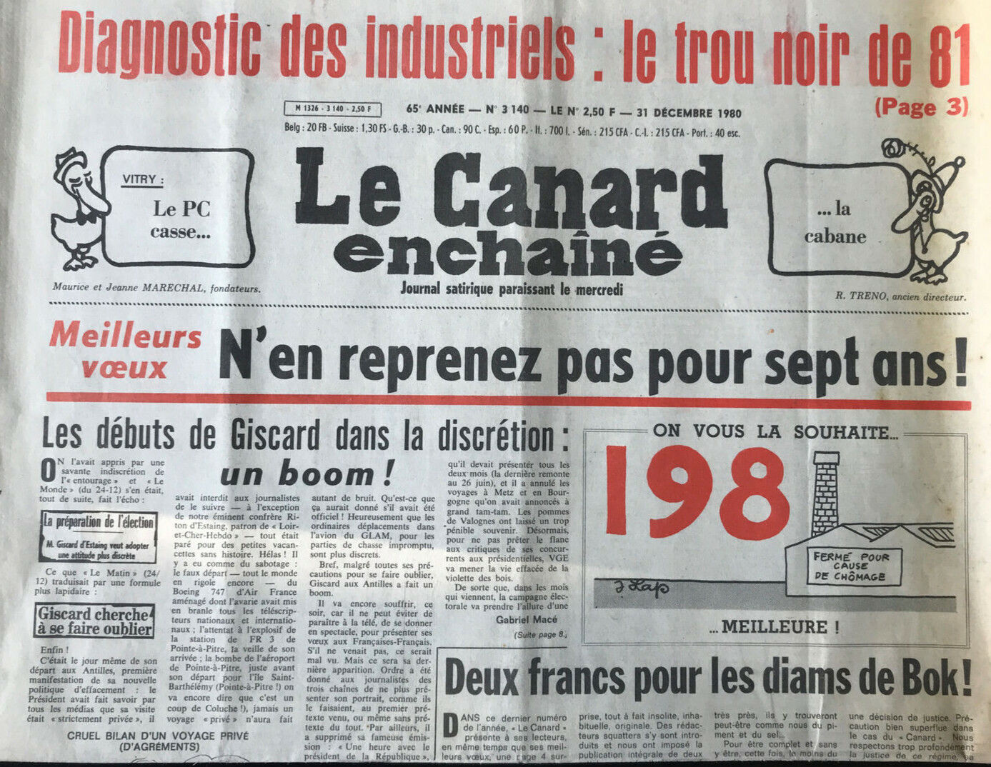 Couac ! | Acheter un Canard | Vente d'Anciens Journaux du Canard Enchaîné. Des Journaux Satiriques de Collection, Historiques & Authentiques de 1916 à 2004 ! | 3140