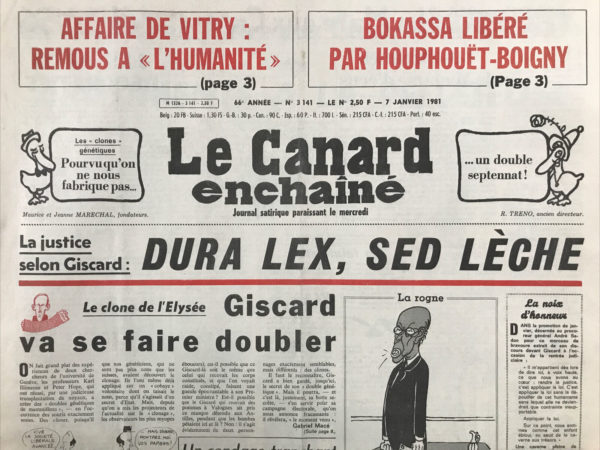 Couac ! | N° 3141 du Canard Enchaîné - 7 Janvier 1981 | Nos Exemplaires du Canard Enchaîné sont archivés dans de bonnes conditions de conservation (obscurité, hygrométrie maitrisée et faible température), ce qui s'avère indispensable pour des journaux anciens. | 3141